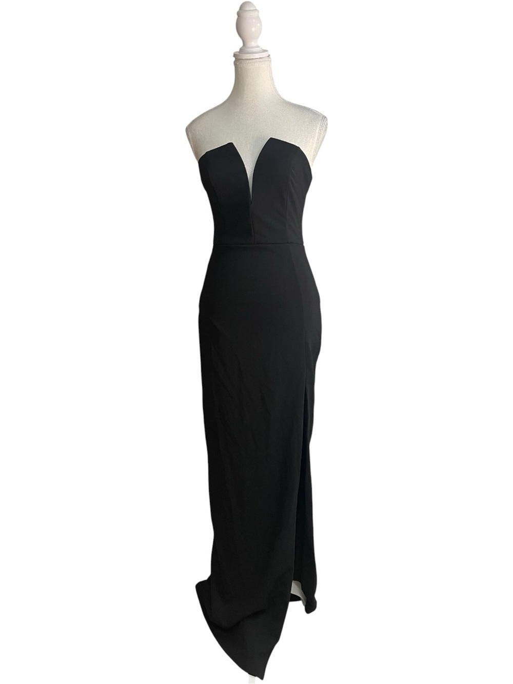 Lulus Dedicated to Glamour Strapless Plunge Maxi Dress Black